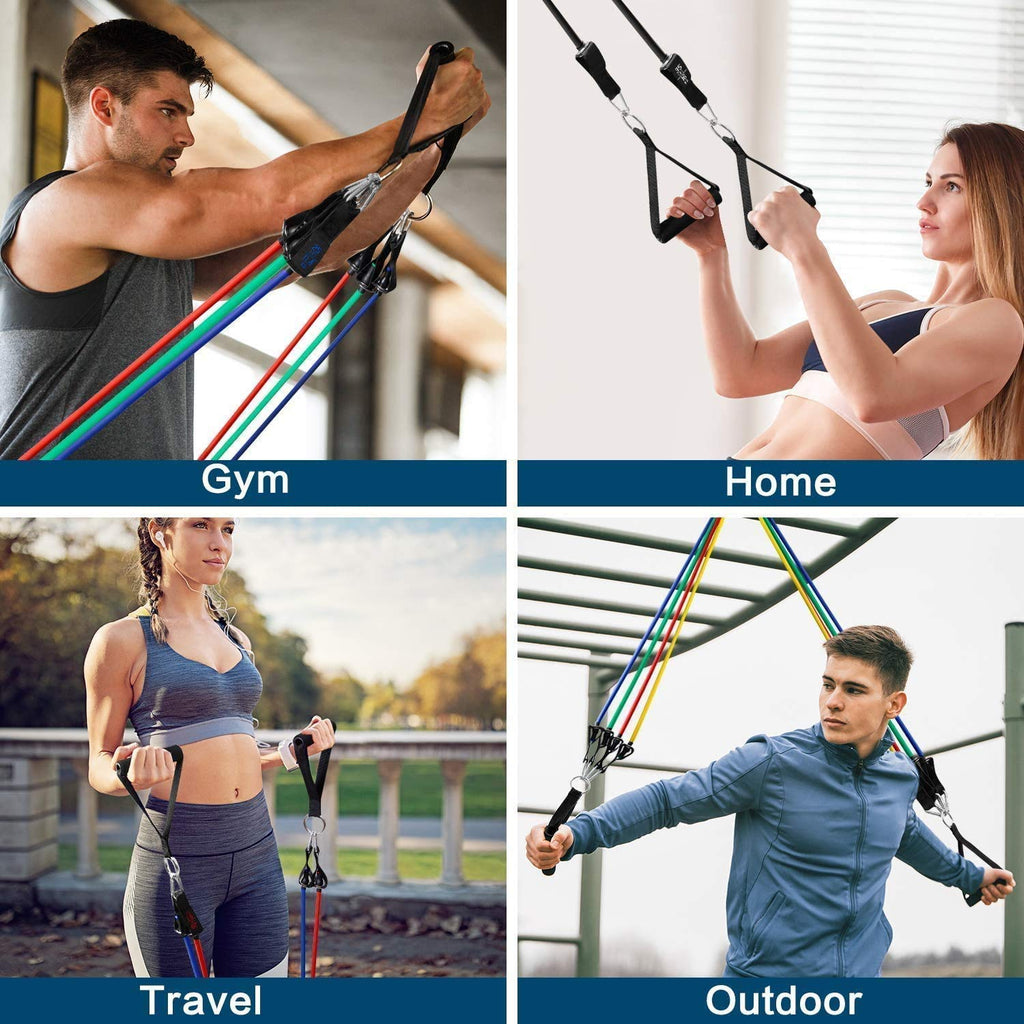 11(PCS) Power Exercise Resistance Band Set 5 in 1 Fitness Band Equipment for Men and Women
