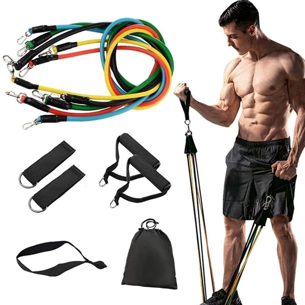 11(PCS) Power Exercise Resistance Band Set 5 in 1 Fitness Band Equipment for Men and Women